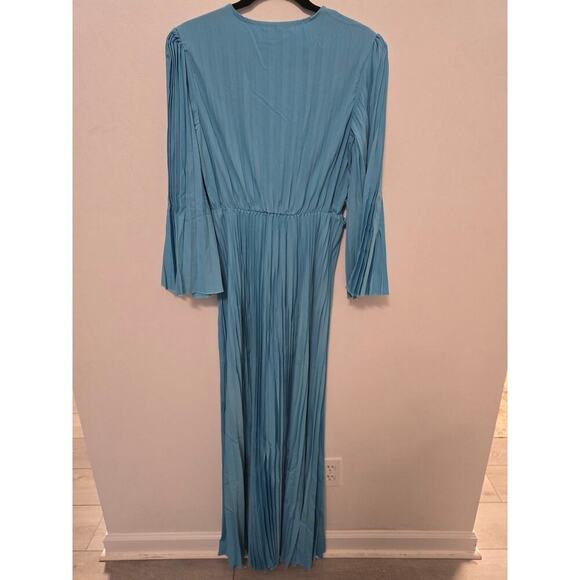 Pleated Light Blue Elegant Casual Dress with Belt Women's Size XL - Picture 7 of 8